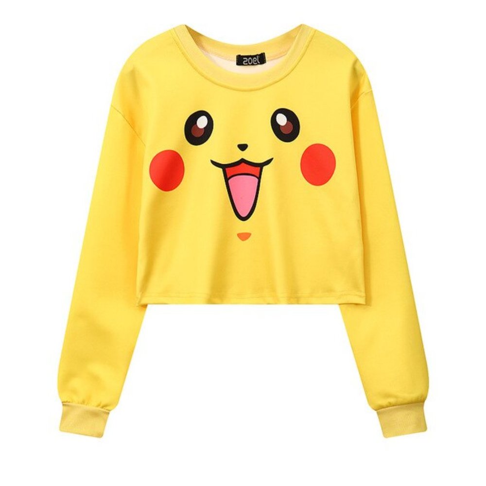 Pokemon Women's Long Sleeve Crop Top/Sweater - Pikachu, One Size